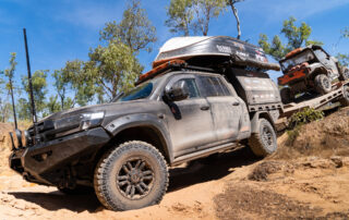 All 4 Adventure LandCruiser 200 Series offroad in scrub with Vapour wheels