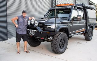 Jase in front of All479 with Black Octagon Wheels on Toyota Landcruiser 79 series